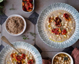 Minestra di fagioli e pomodorini confit